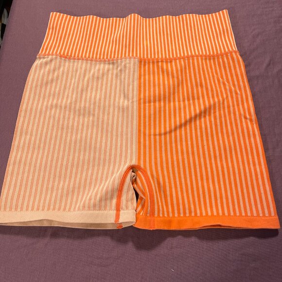 Free People Movement Striped Mixing Shorts in Papaya (Orange Colorblock)- Medium - Picture 6 of 8